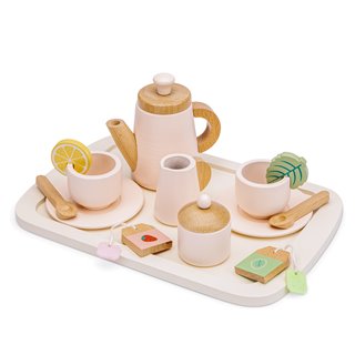 Tea set on serving tray